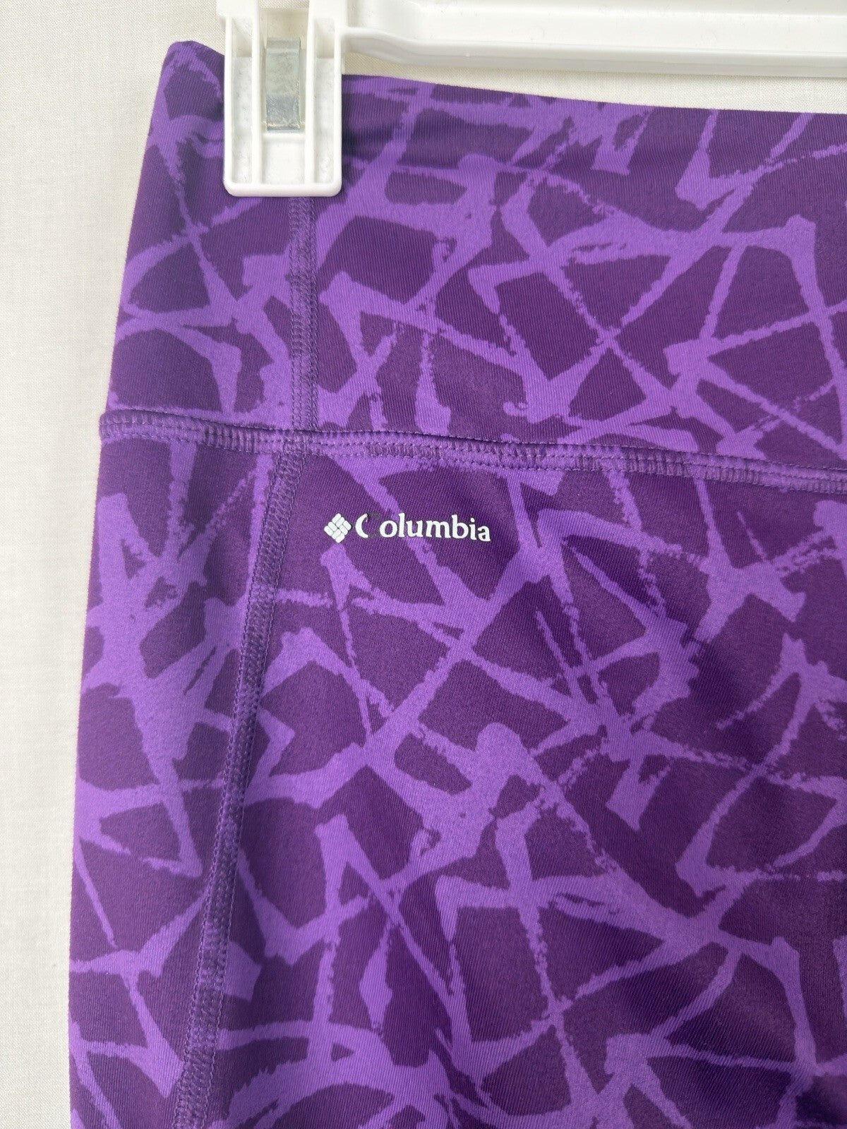 Columbia Capri Leggings Womens Small Purple Geometric Print Stretch Athletic