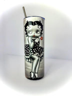 20 oz Vintage Betty Boop Stainless Steel Tumbler with Lid, Straw