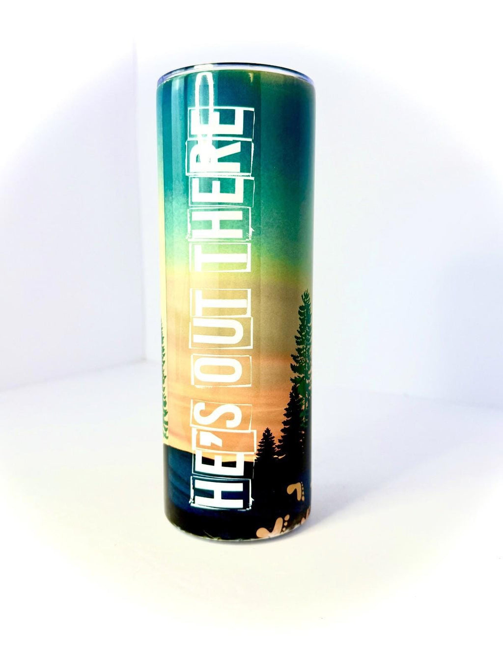 20 oz He's Out There Stainless Steel Tumbler with Lid, Straw