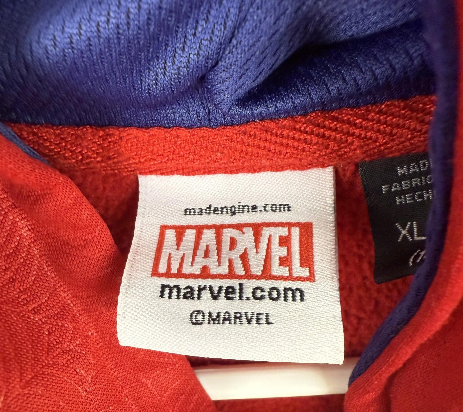 Spiderman Hoodie Youth XL 14/16 Red Blue Spider Logo Pockets Marvel