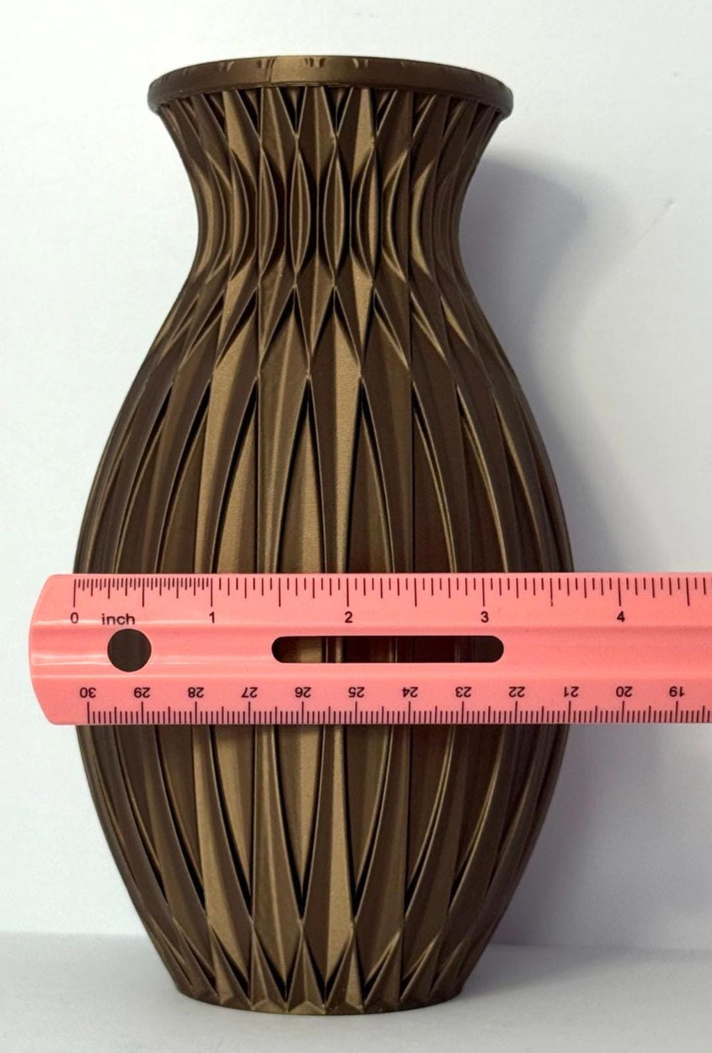 Copper Brown Metallic Vase - 3D Printed in PLA Plastic - 7 inches Tall