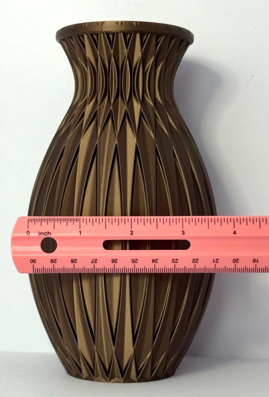 Copper Brown Metallic Vase - 3D Printed in PLA Plastic - 7 inches Tall