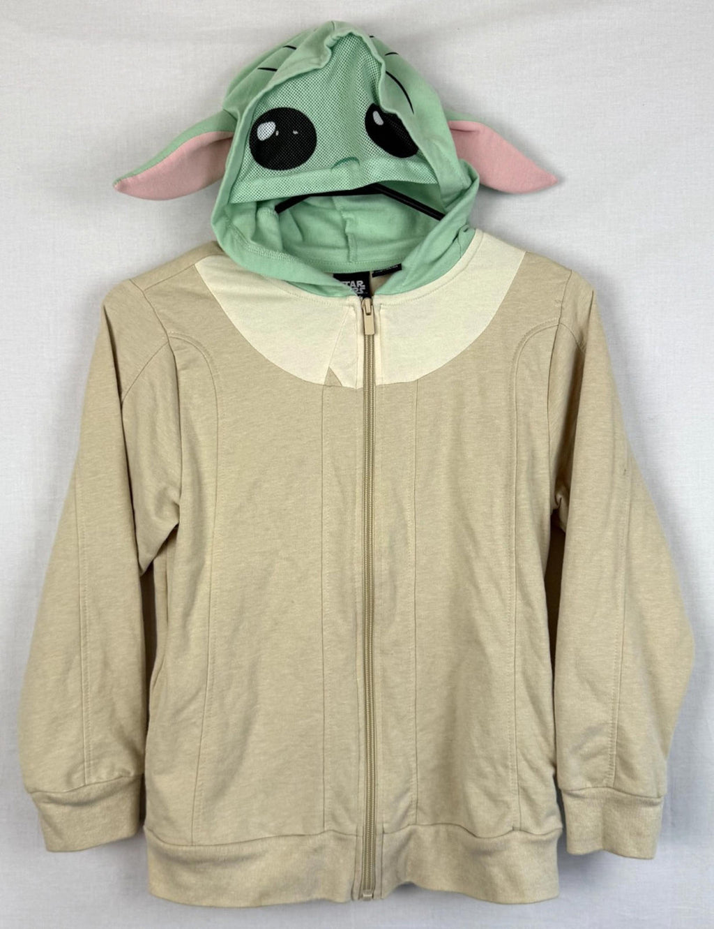 Star Wars Baby Yoda Grogu Hoodie Youth Size M Zip Up Sweatshirt w/ Ears on Hood