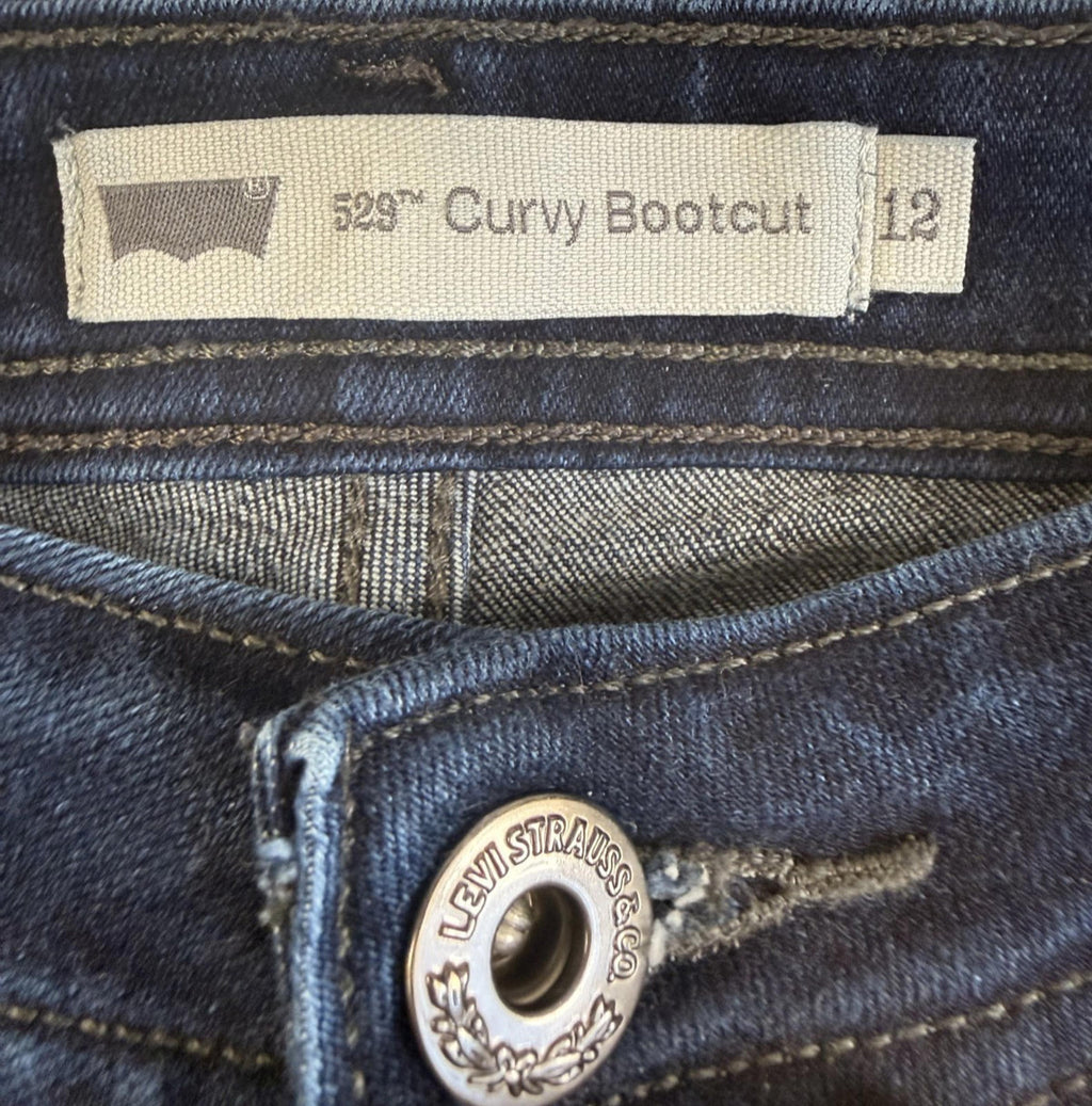 Levis Womens 529 Curvy Bootcut Denim Blue Jeans Size 12L Long Casual Boot Cut