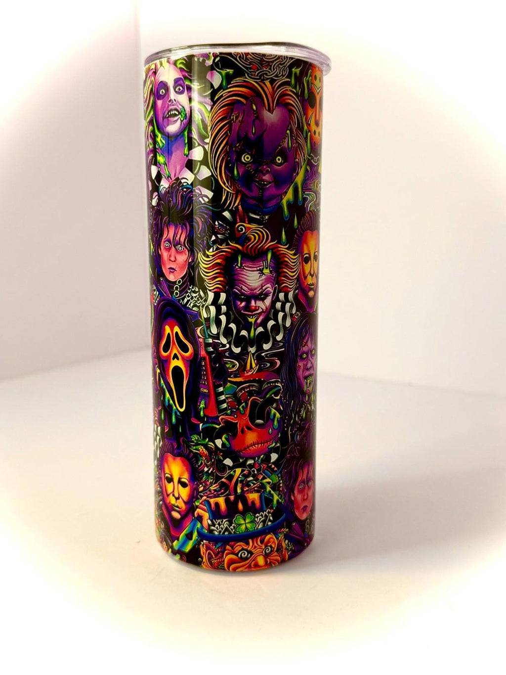 20 oz Blacklight Horror Stainless Steel Tumbler with Lid, Straw Halloween