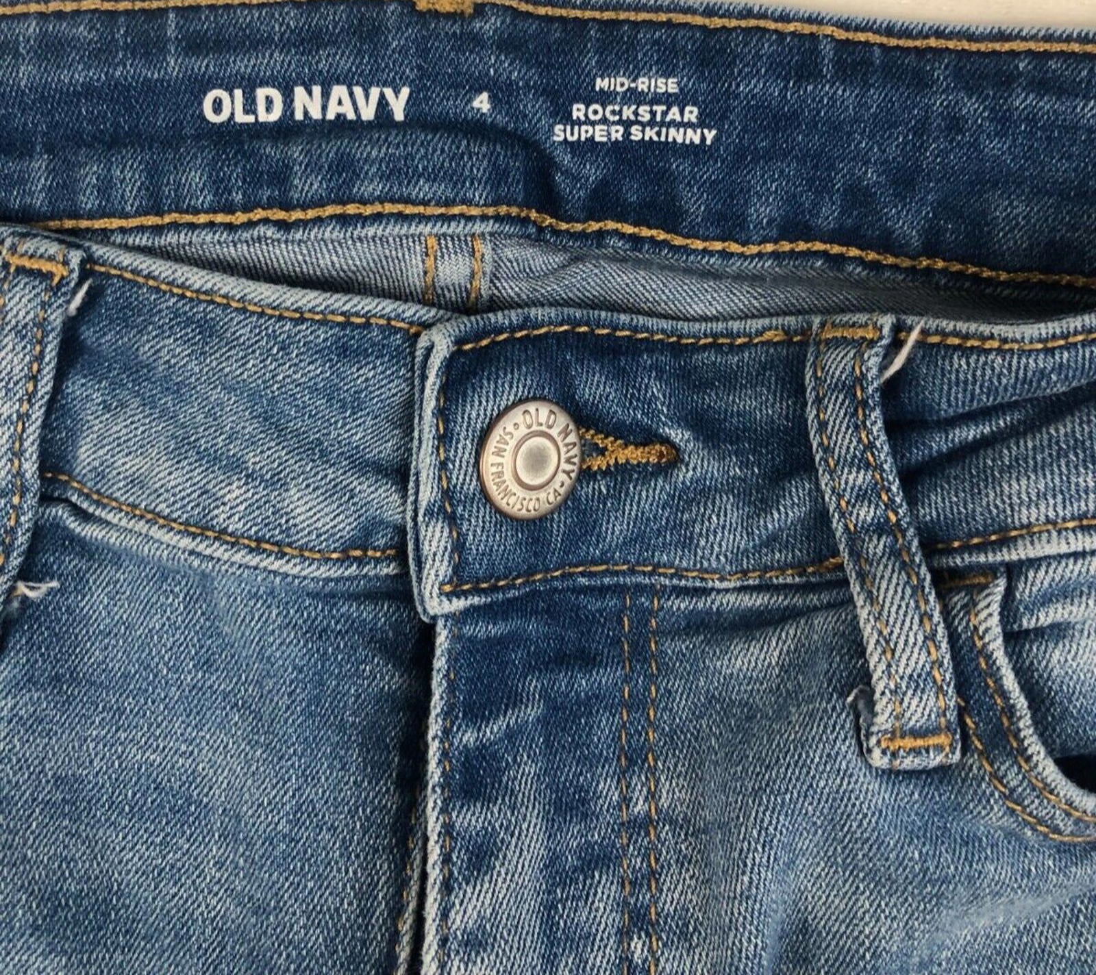 Womens Old Navy Rockstar Super Skinny Mid-Rise Distressed Denim Jeans Size 4