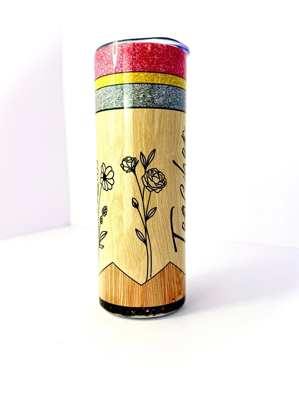 20 oz Teacher Pencil Stainless Steel Tumbler with Lid, Straw - Back to School