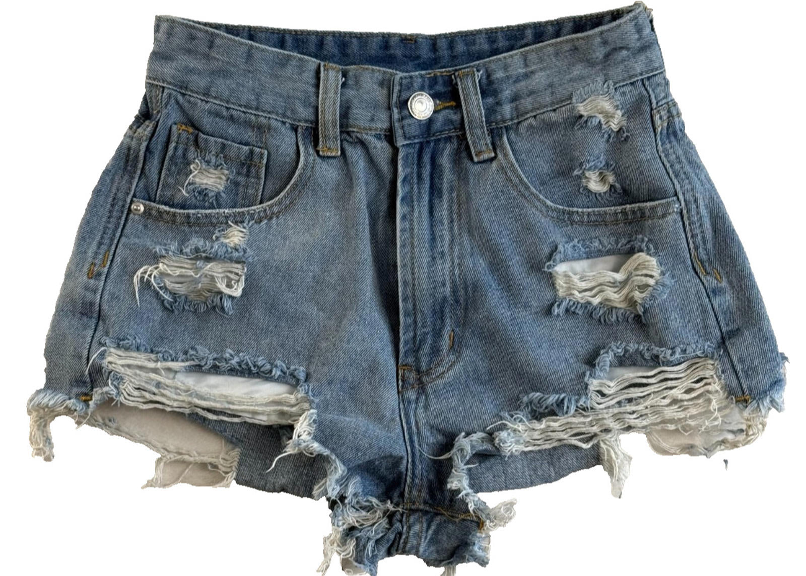 Shein Womens Size 26 Distressed Denim Jean Shorts Mid Rise