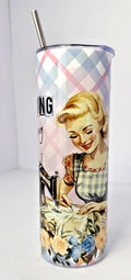 20 oz Retro Sewing Stainless Steel Tumbler with Lid, Straw