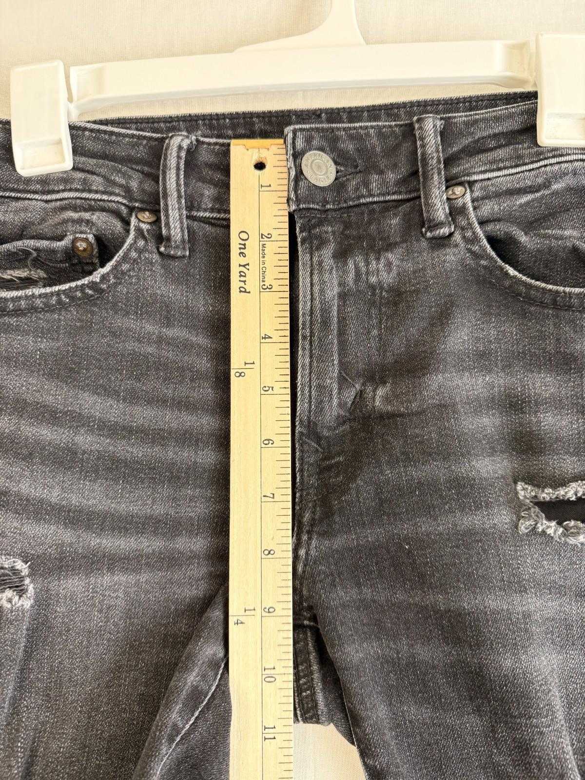 American Eagle Skinny Mens Jeans Air Flex 31x30 Black Distressed Stretch Denim