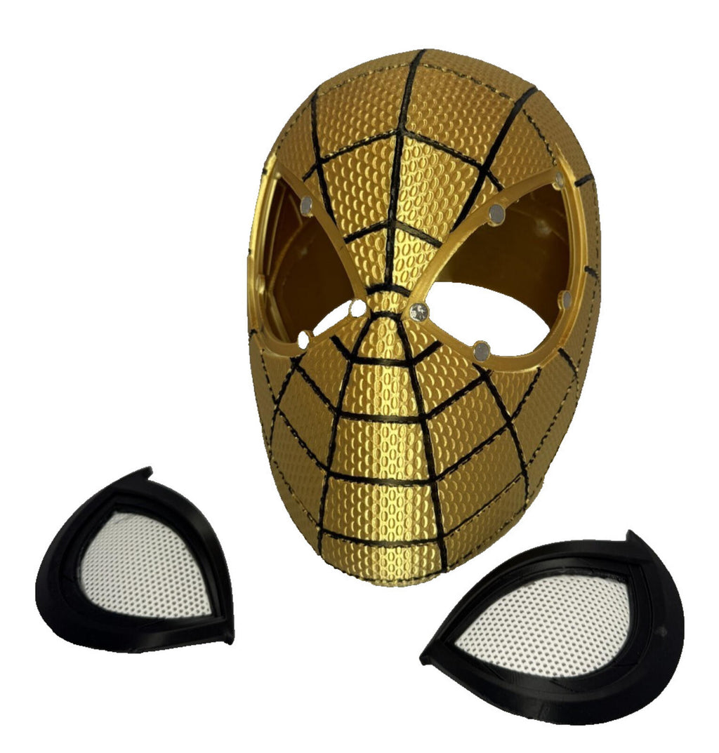 3D Printed Gold and Black Spider-Man Full Face Mask Helmet Mesh Eyes Adult