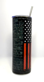 20 oz Firefighter Stainless Steel Tumbler with Lid, Straw