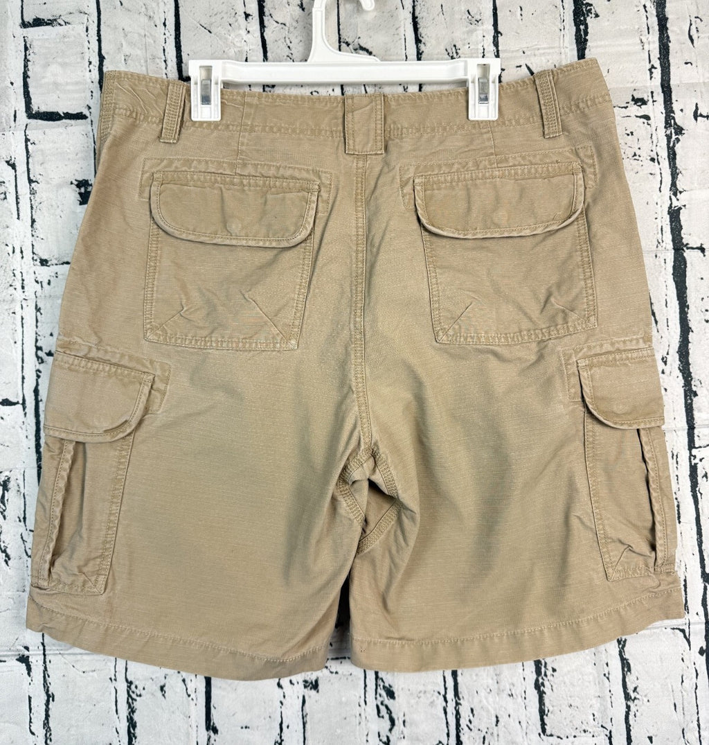 LL Bean Natural Fit Cargo Short Mens Size 38 Khaki Brown Tan 9 Inch Inseam