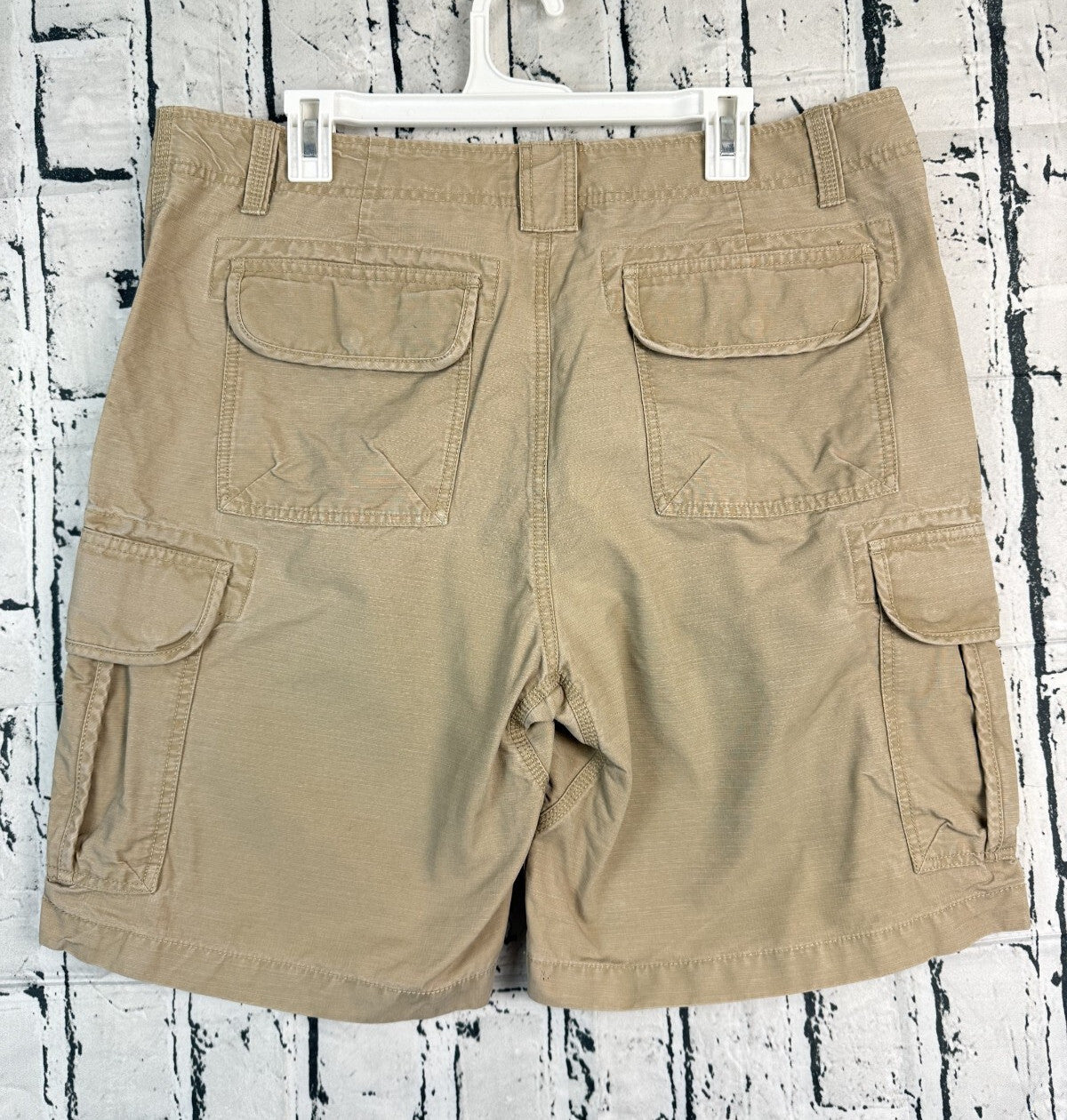 LL Bean Natural Fit Cargo Short Mens Size 38 Khaki Brown Tan 9 Inch Inseam