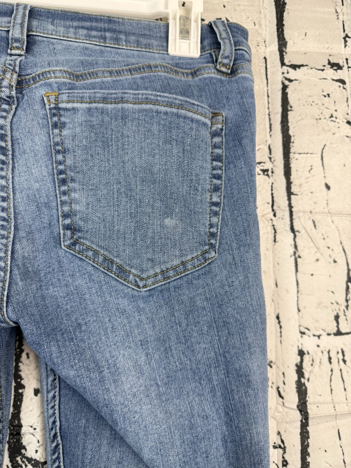 Free People Button Fly Raw Hem Ankle Blue Denim Skinny Jeans Size 28