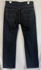 Levis 501 Original Fit Jeans Mens 32x30 Dark Wash Indigo Straight Leg Button Fly