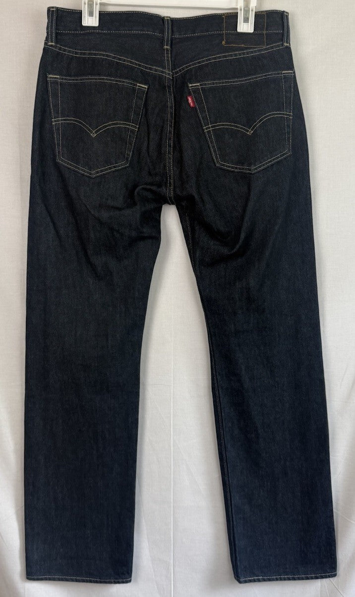 Levis 501 Original Fit Jeans Mens 32x30 Dark Wash Indigo Straight Leg Button Fly