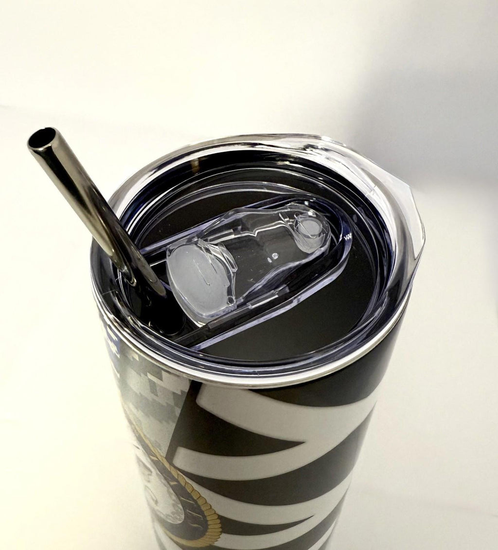 20 oz Navy Stainless Steel Tumbler with Lid, Straw