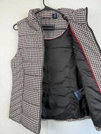 TOMMY HILFIGER Puffer Vest Womens Small Classic Houndstooth Jacket Black White