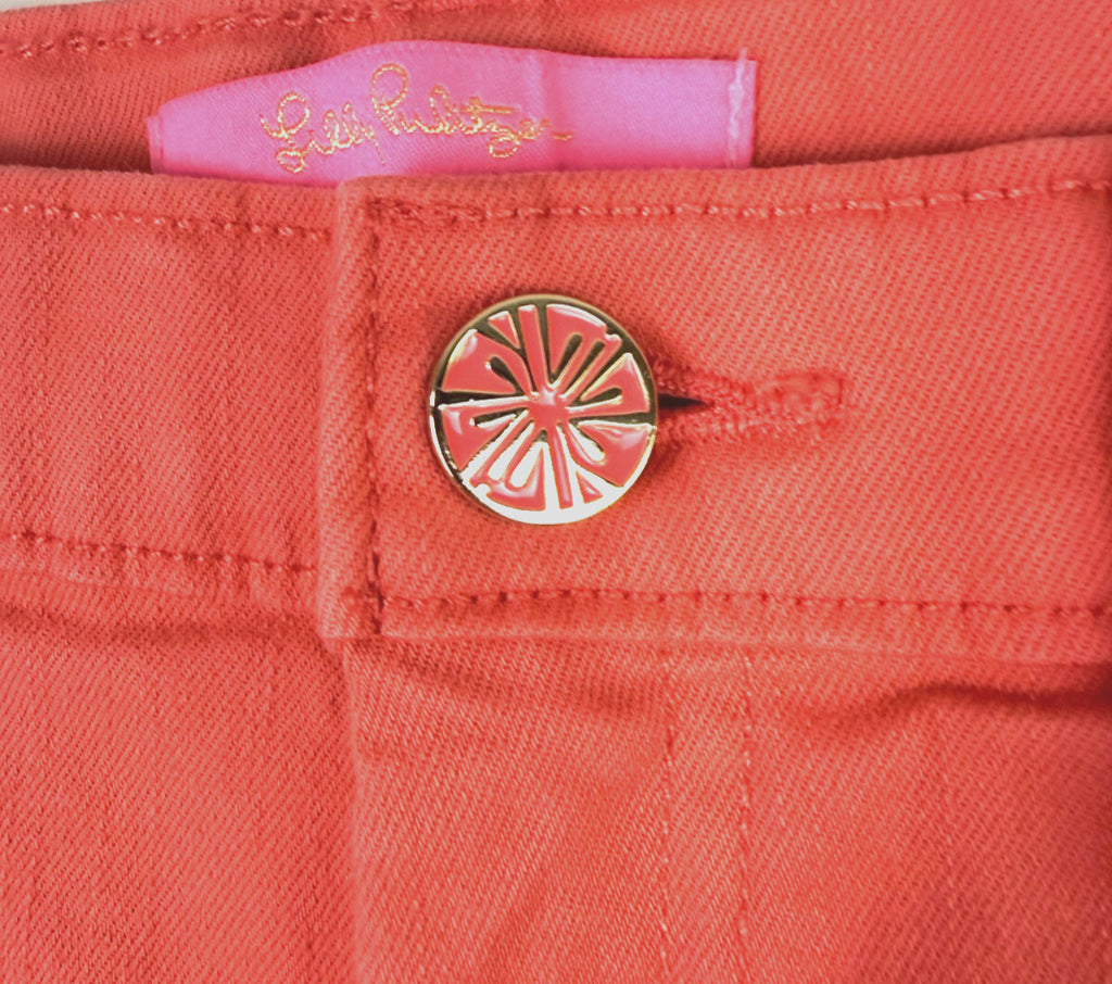 Lilly Pulitzer Womens Jeans Sz 10 Coral Pink Straight Cotton Stretch Skinny