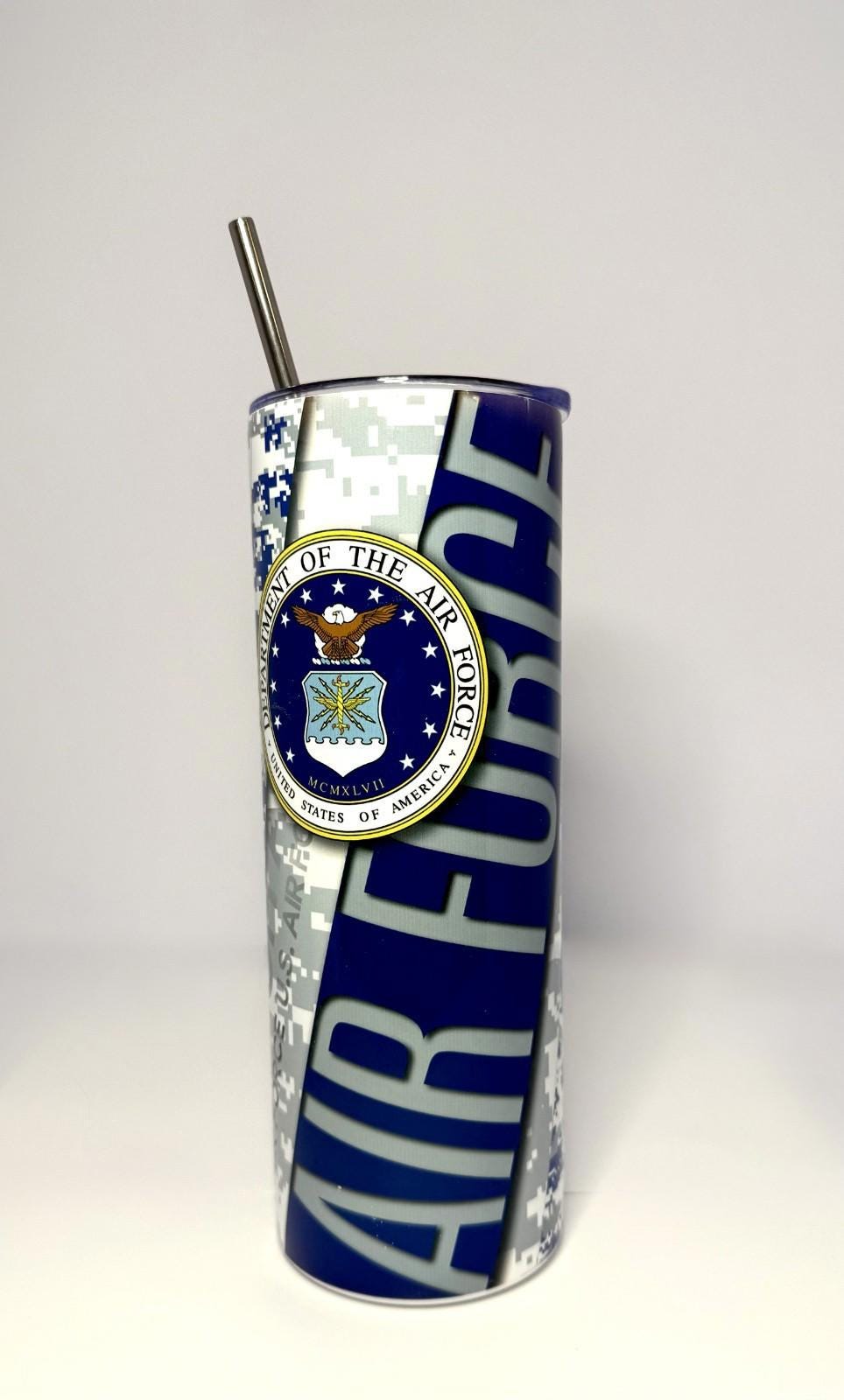 20 oz Air Force Stainless Steel Tumbler with Lid, Straw