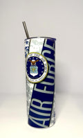20 oz Air Force Stainless Steel Tumbler with Lid, Straw