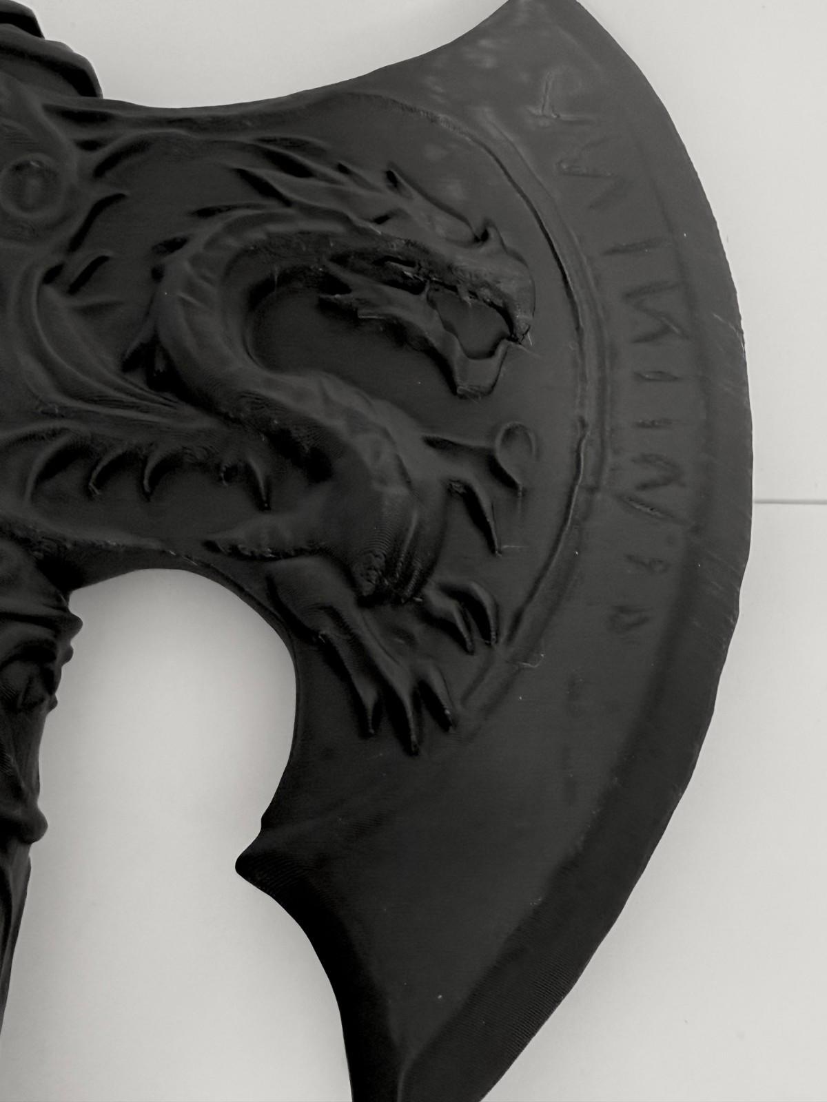3D Printed Dragon Axe - Black - PLA