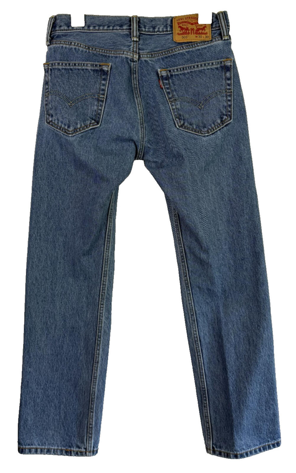 Levi's 505 Mid Blue Denim Straight Leg Jeans Zip Fly Mid Rise Men's W30 L30