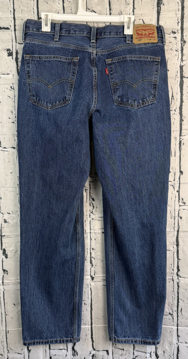 Levis 550 Relaxed Fit Mens Jeans 38x34 Dark Wash Blue Denim Sameday Shipping