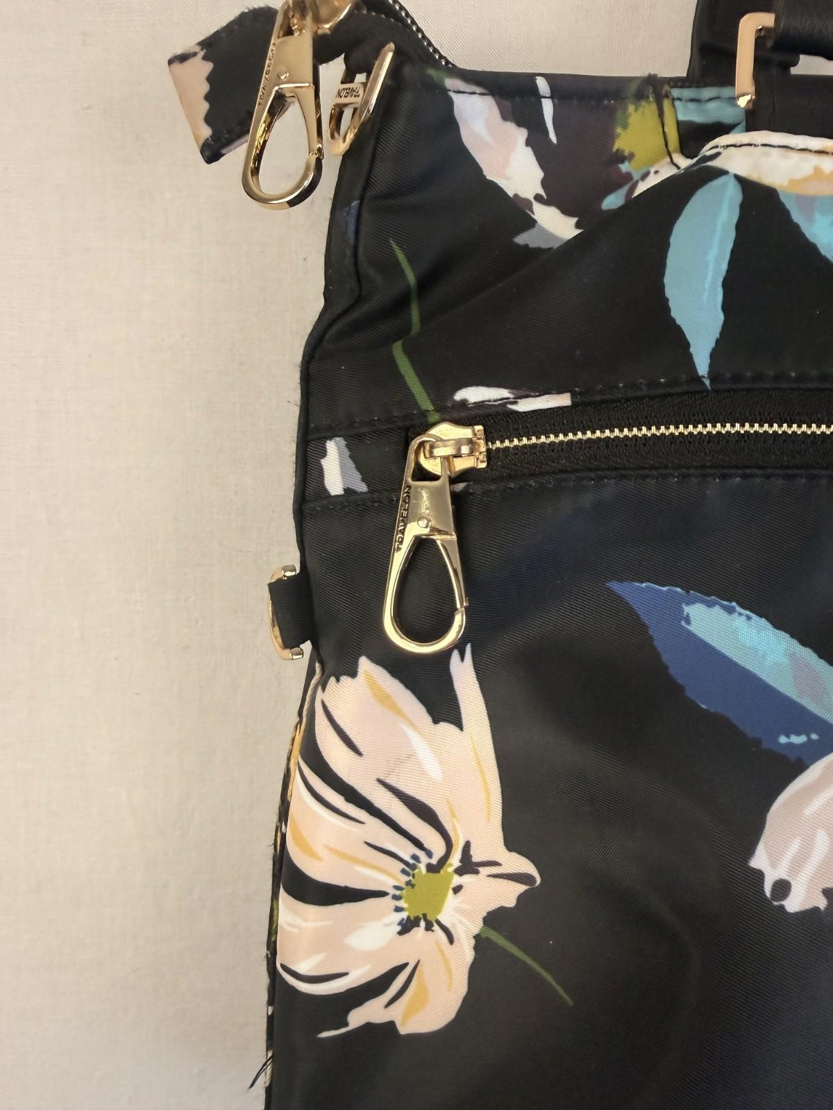 Travelon Anti Theft Addison Tote Bag Midnight Floral Travel 13x11x4  Black