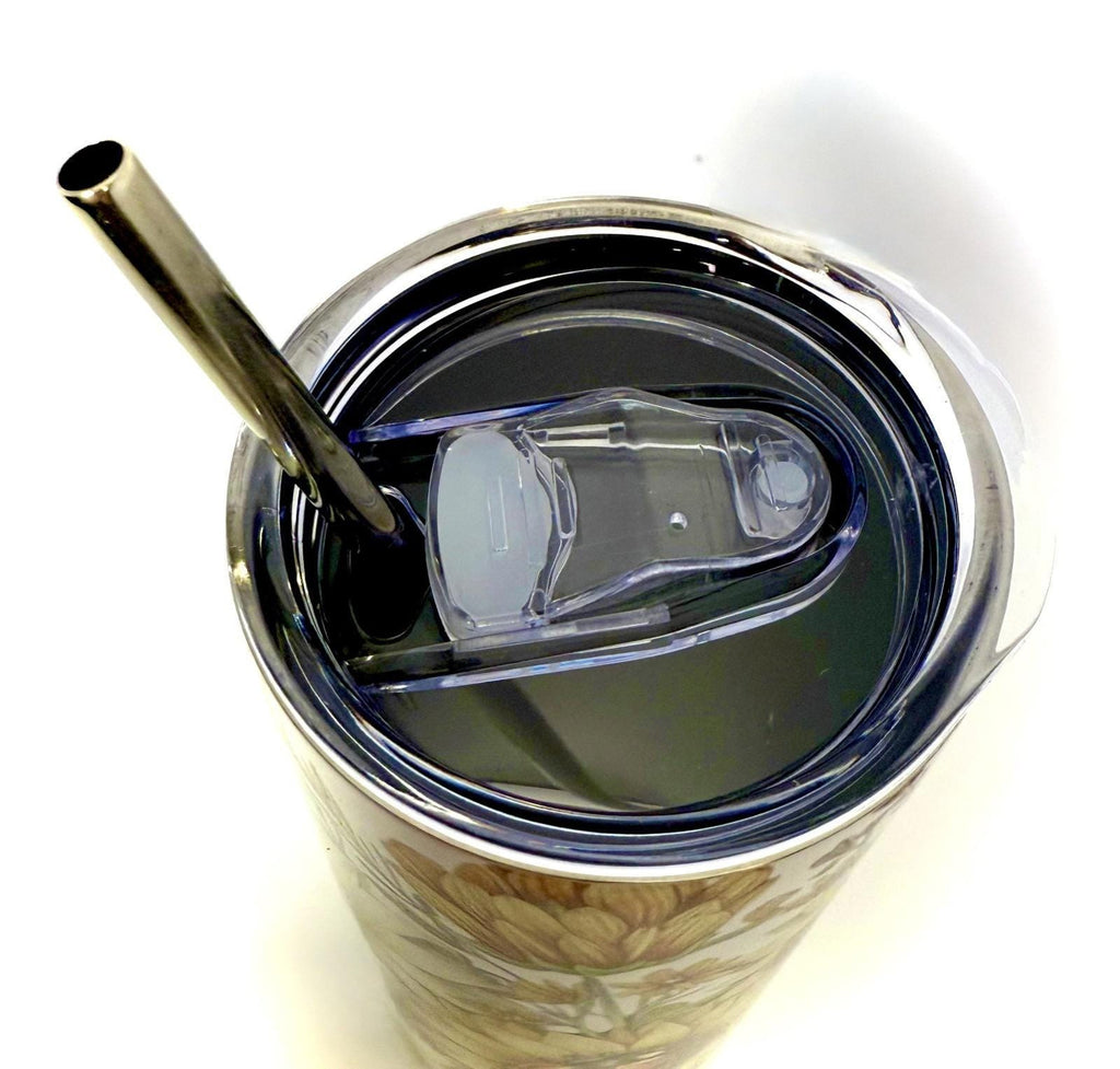 20 oz Stay Golden Sunflower and LadyBugs Stainless Steel Tumbler with Lid, Straw