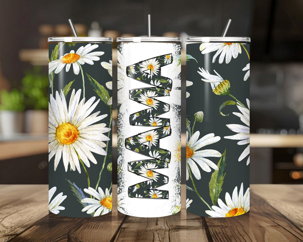 20 oz Flowers Mama Stainless Steel Tumbler with Lid, Straw