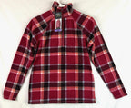 Eddie Bauer Womens Fleece Sz XS 1/4 Zip Pullover NEW Berry Plaid NEW Red/Pink