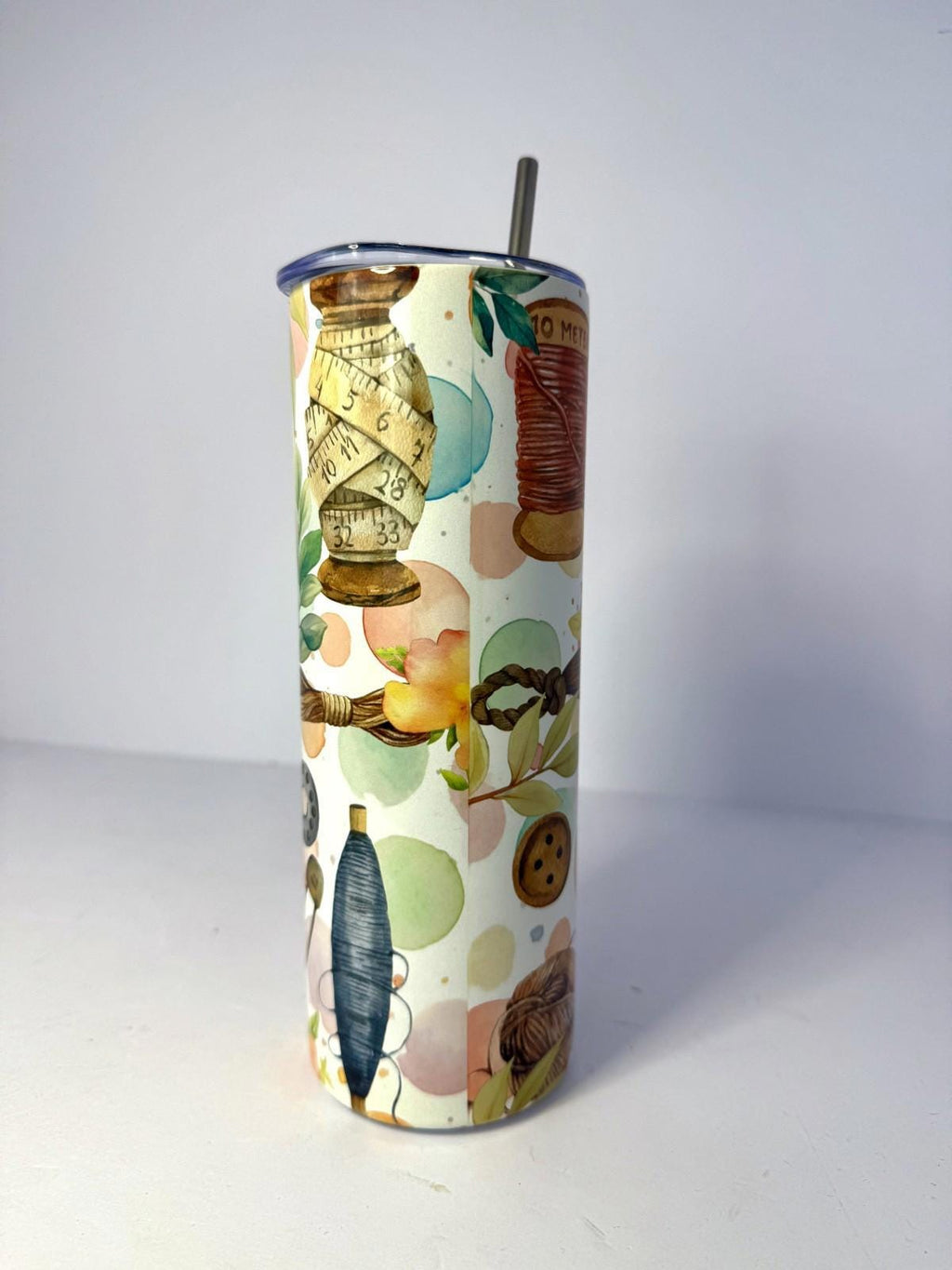 20 oz Artistic Sewing Stainless Steel Tumbler with Lid, Straw