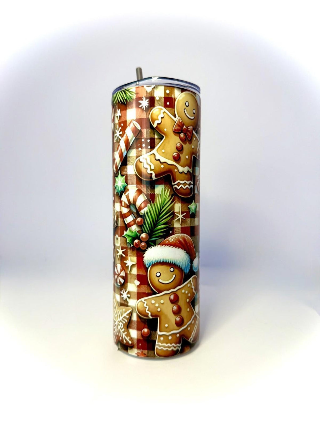 20 oz Gingerbread Men Stainless Steel Tumbler with Lid, Straw