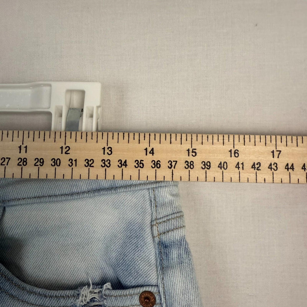 American Eagle Womens Shorts Sz 8 Blue Distressed Cuffed Mom Stretch 2 Tone