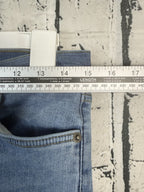 Free People Button Fly Raw Hem Ankle Blue Denim Skinny Jeans Size 28