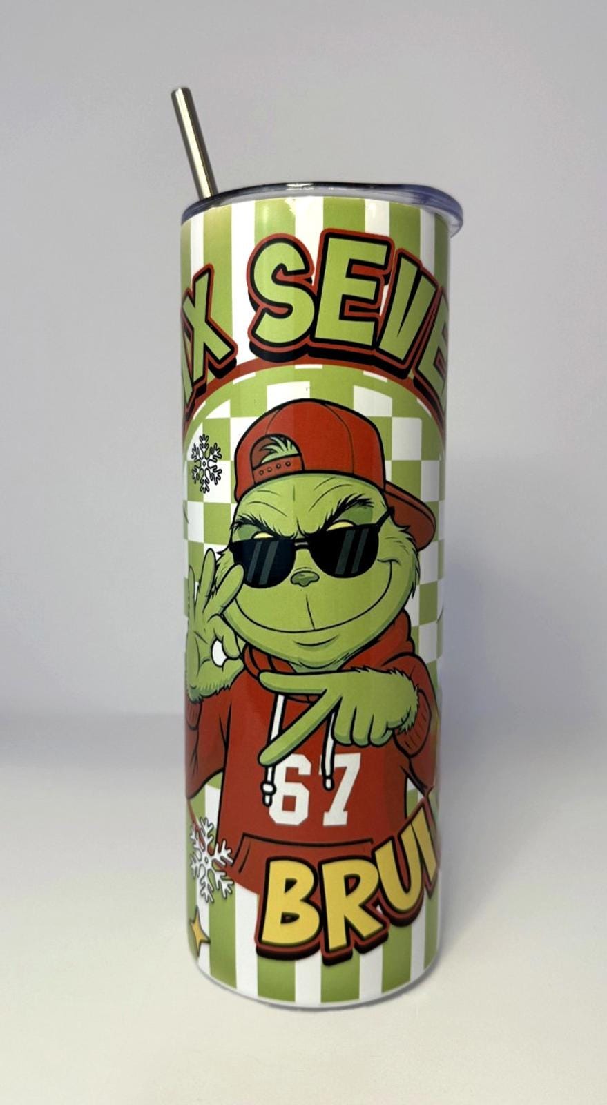 20 oz Six Seven Bruh Stainless Steel Tumbler with Lid, Straw