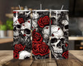 20 oz Skulls and Roses Stainless Steel Tumbler with Lid, Straw