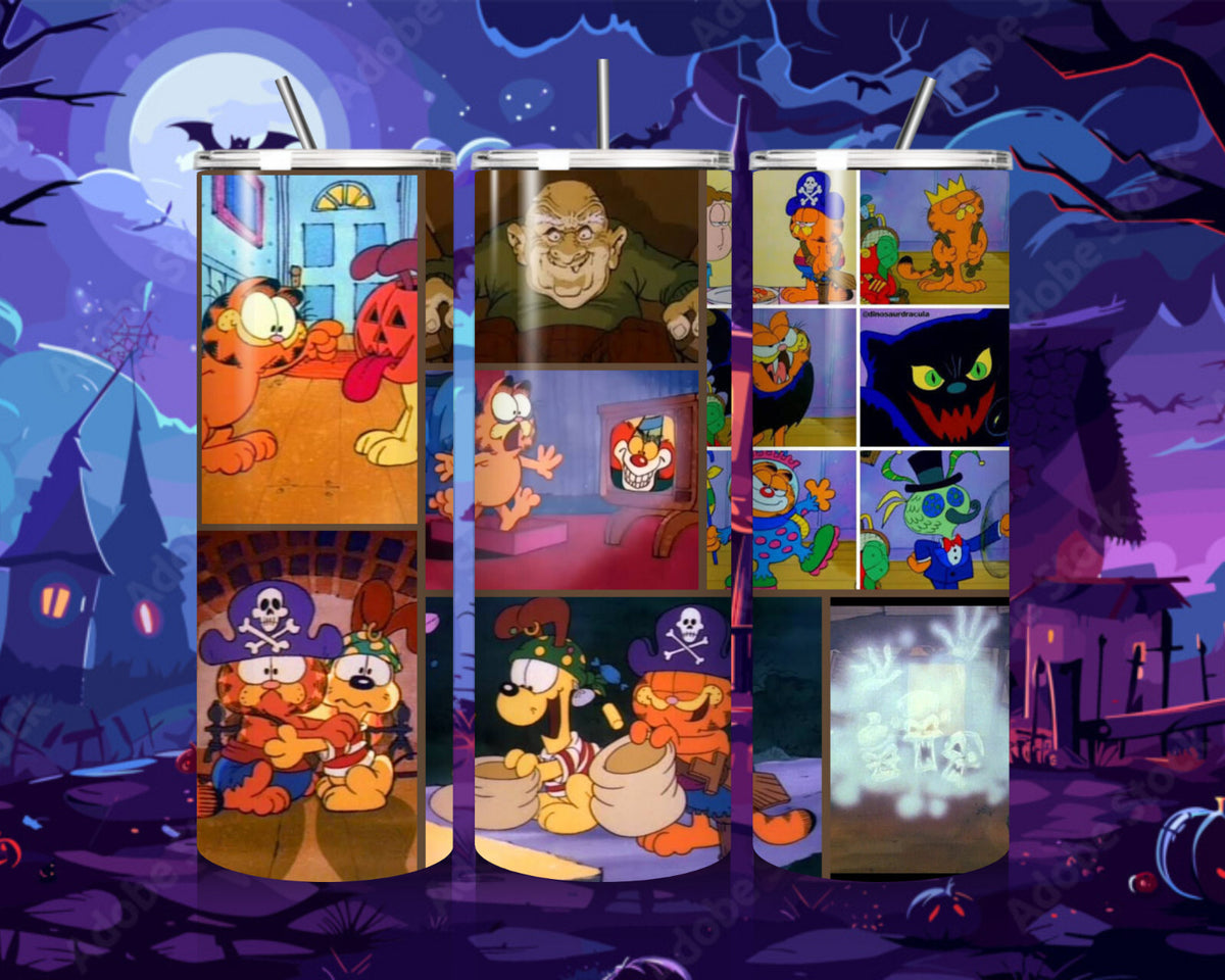 20 oz Garfields Halloween Stainless Steel Tumbler with Lid, Straw