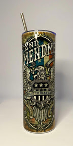 20 oz Second Amendment Stainless Steel Tumbler with Lid, Straw