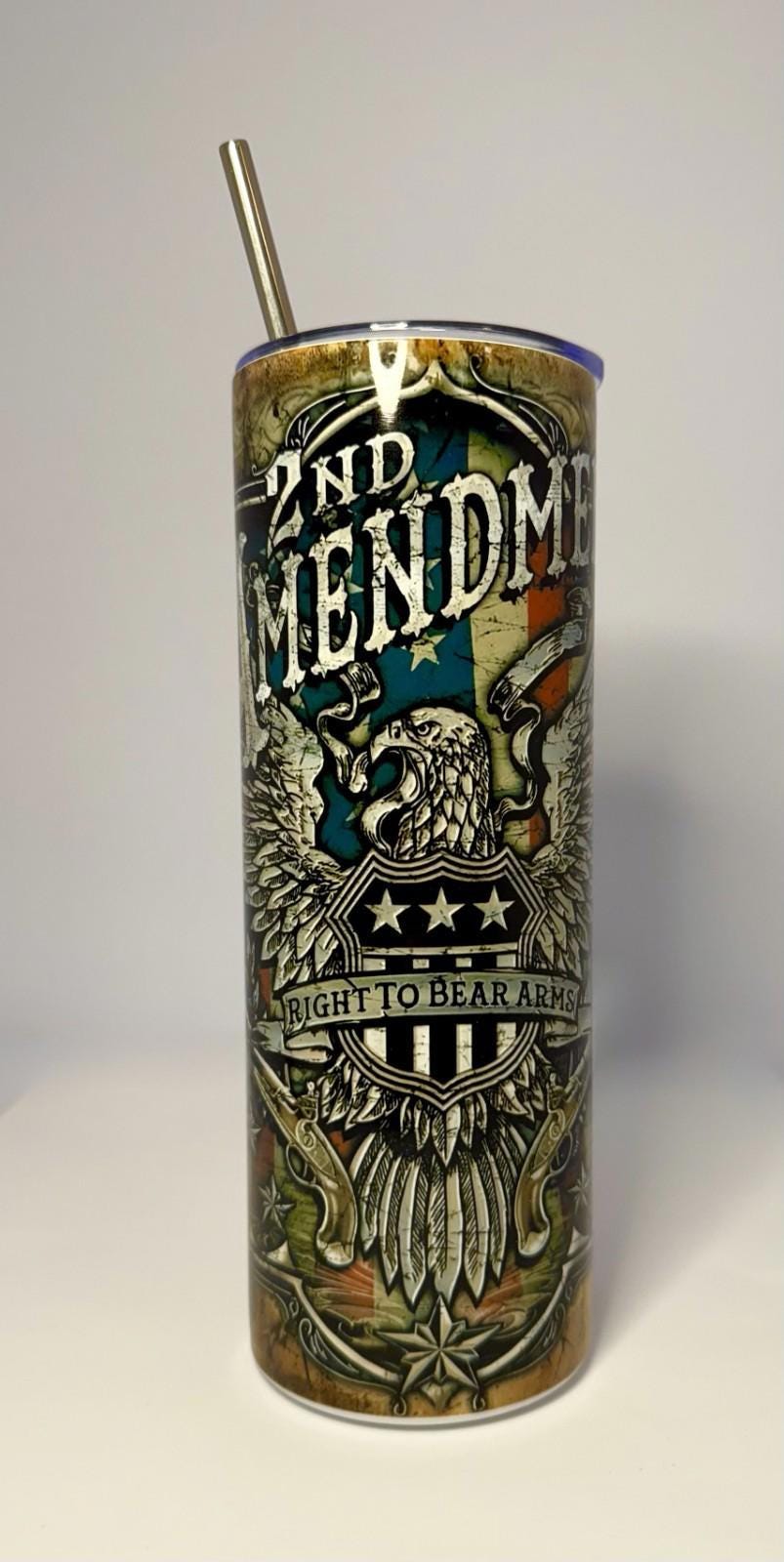 20 oz Second Amendment Stainless Steel Tumbler with Lid, Straw