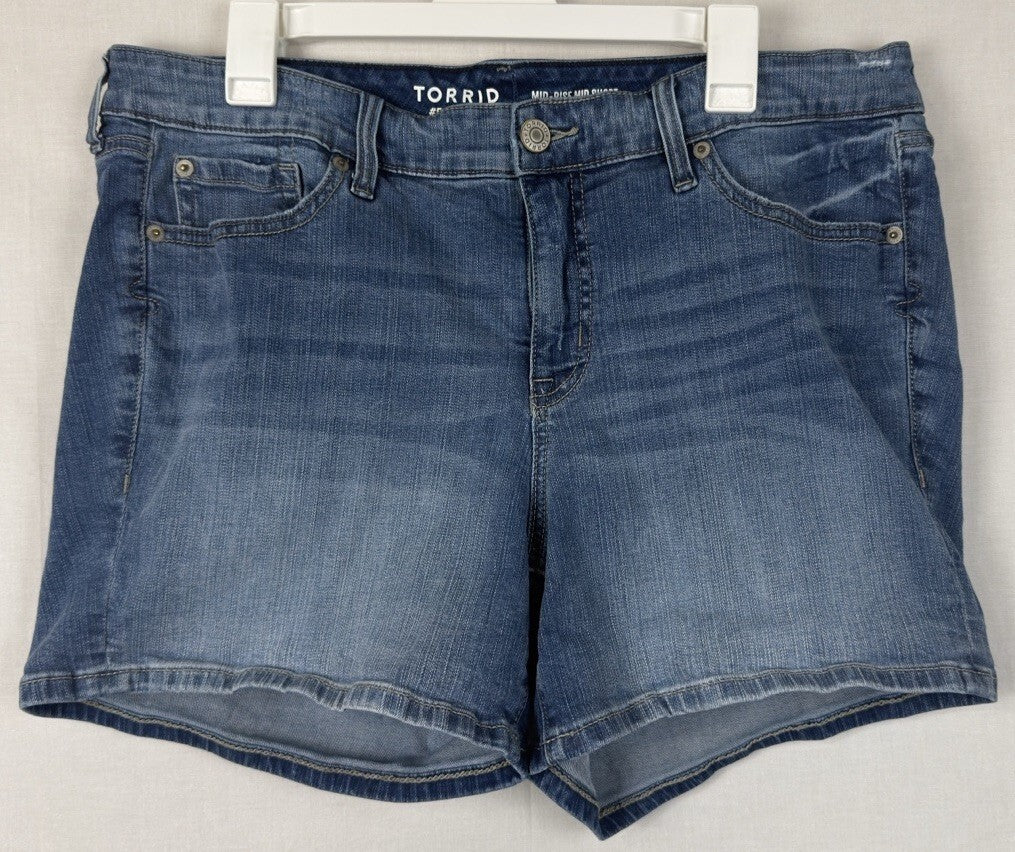 Torrid Women Size 16 Mid-Rise Mid Short Vintage Stretch Denim Blue