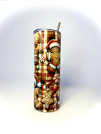 20 oz Gingerbread Men Stainless Steel Tumbler with Lid, Straw