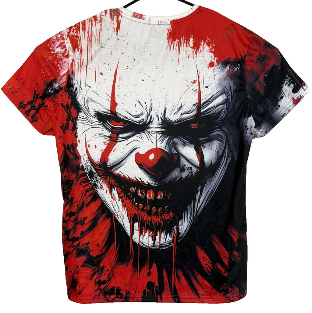 NWT Ouku Creepy Clown Pennywise Mens Size L All-Over Print Short Sleeve