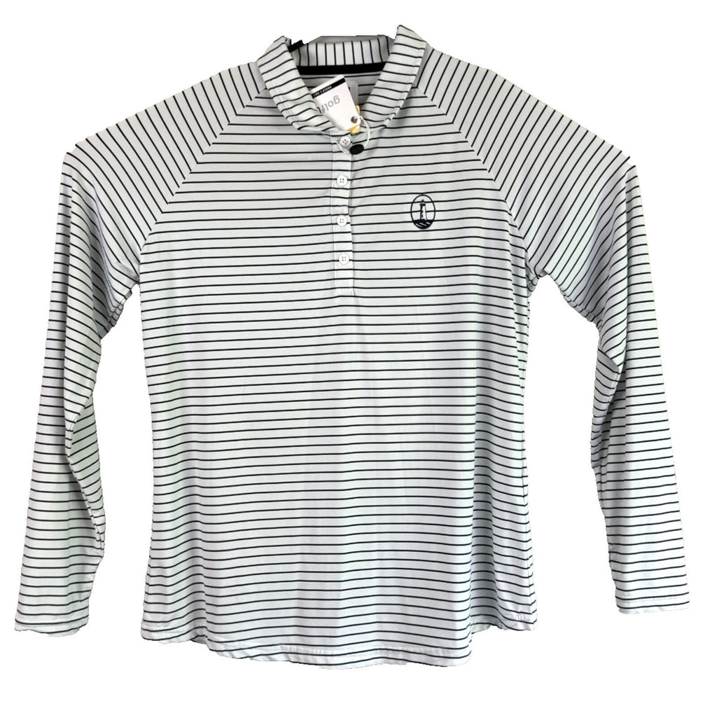 FootJoy Womens LS Pin Stripe Sun Protection Shirt Sz Large - Lighthouse - Golf