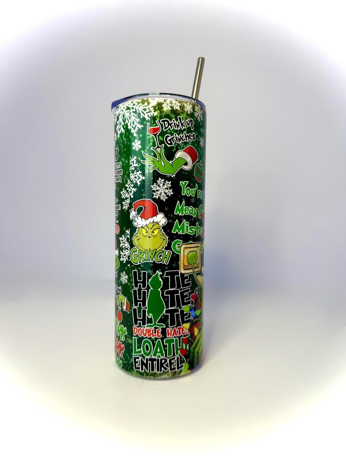 20 oz The Grinch Stainless Steel Tumbler with Lid, Straw