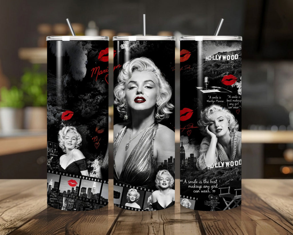 20 oz Vintage Marilyn Monroe Stainless Steel Tumbler with Lid, Straw