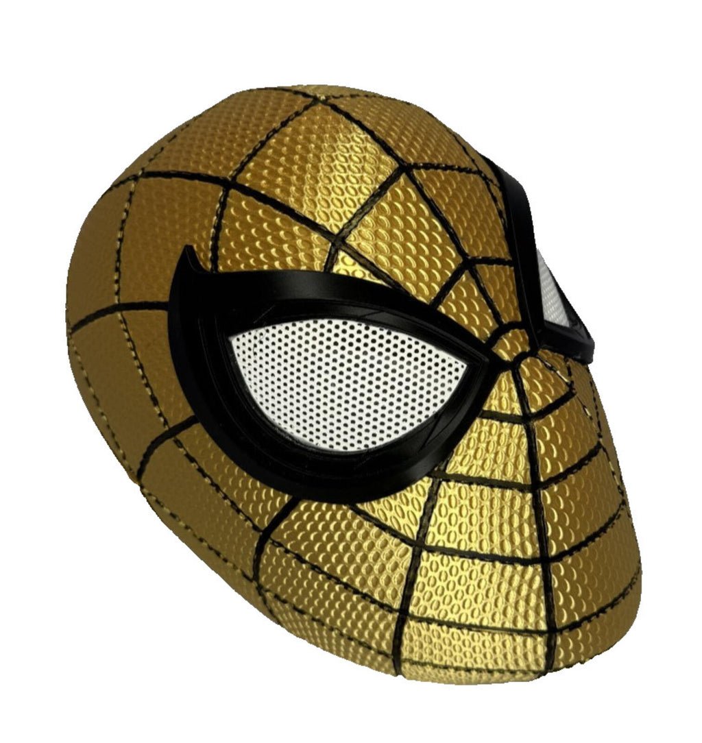 3D Printed Gold and Black Spider-Man Full Face Mask Helmet Mesh Eyes Adult