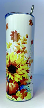 20 oz Thankful, Greatful, Blessed Stainless Steel Tumbler with Lid, Straw Fall